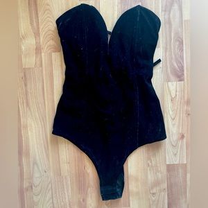 Sale Item - Velvet Bodysuit - Lace Up Back - Size S